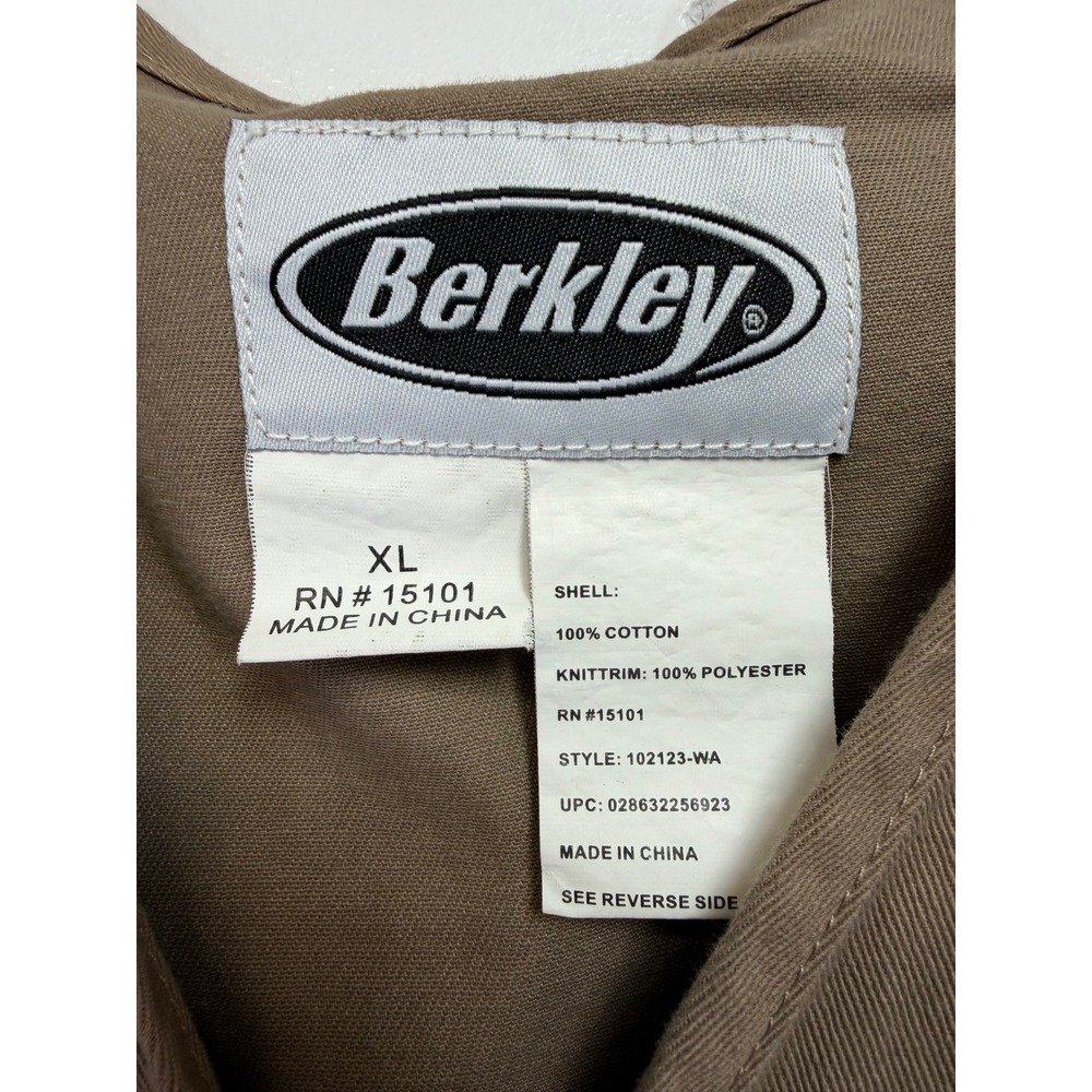 Berkley Mens XL Fishing Vest Brown Cotton Multi Pocket (G23) - Picture 2 of 5